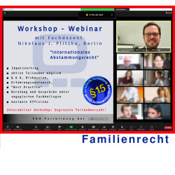 FamR - 25.11.2024 - 17.00 Uhr: Workshop-Webinar Intern. Abstammungsrecht